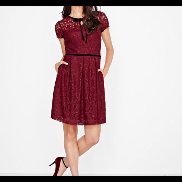 Women’s RW&CO Fit Flare lace dress maroon Large - Picture 1 of 12